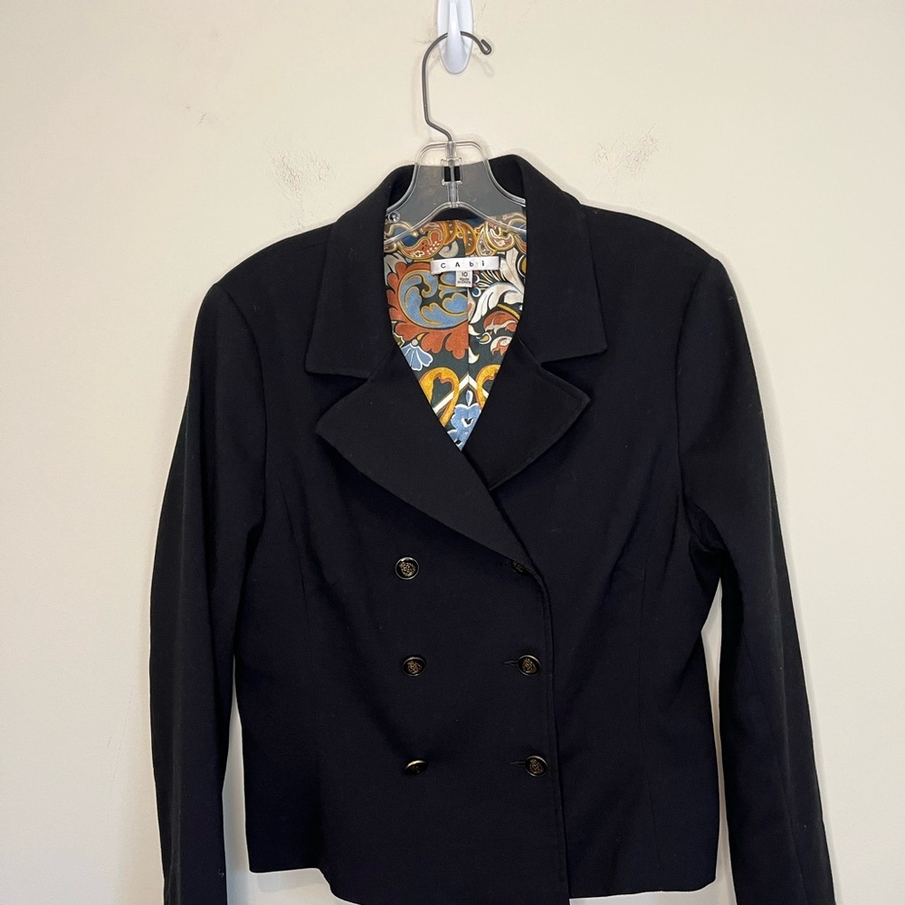 CAbi Navy Double-Breasted Blazer with Gold-Tone Buttons - Picture 6 of 16